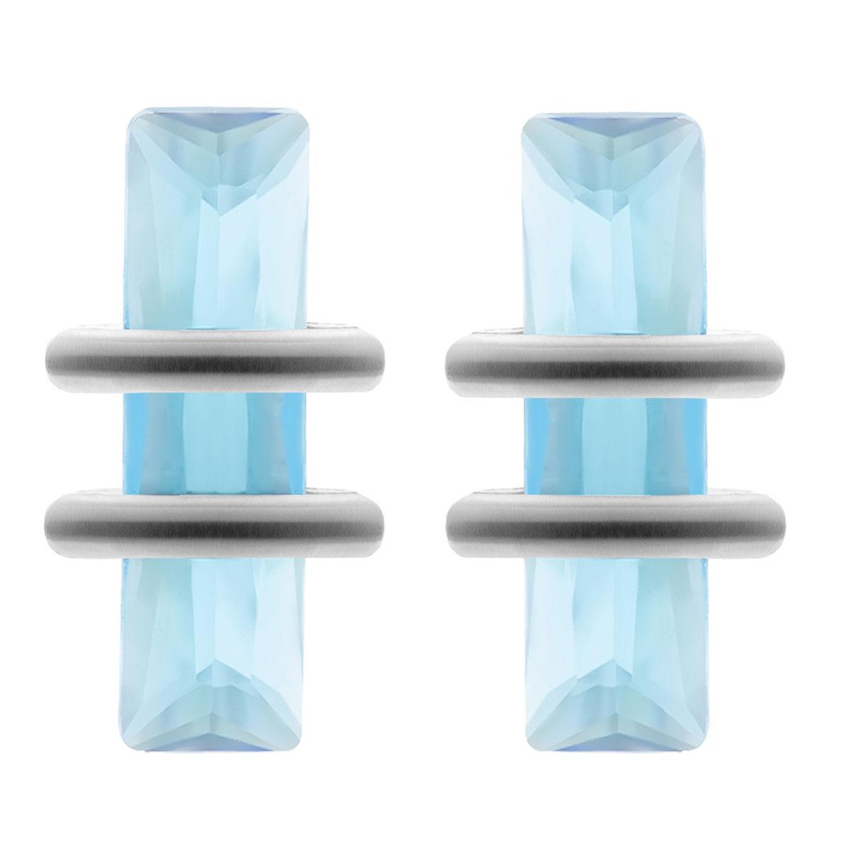 

Сокровища Лилии [R4782] - Серебряные Хрустальные серебряные пряжки бирюзовое серебро (Родиевое покрытие) - 10x5 мм