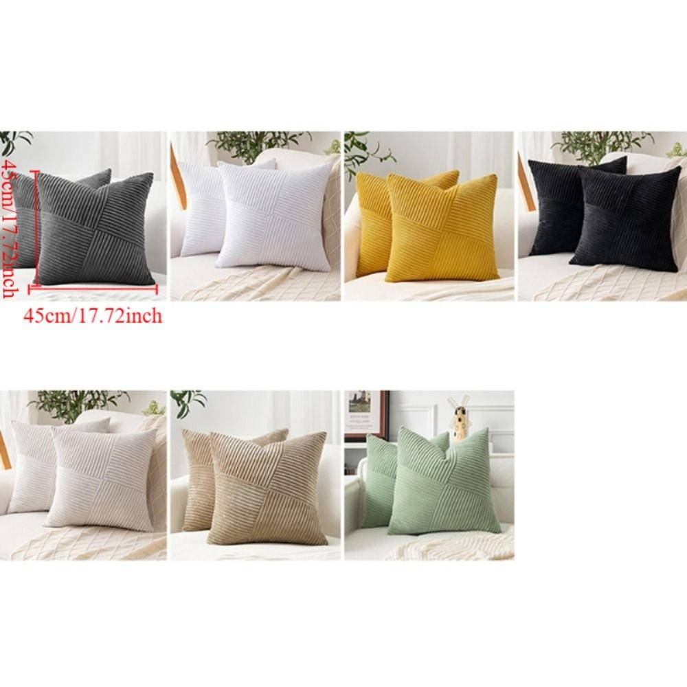 2 Pieces Windmill Design Splicing Cross Throw Pillow Cover Solid Color Corduroy Patchwork Cushion Cover Skin-friendly