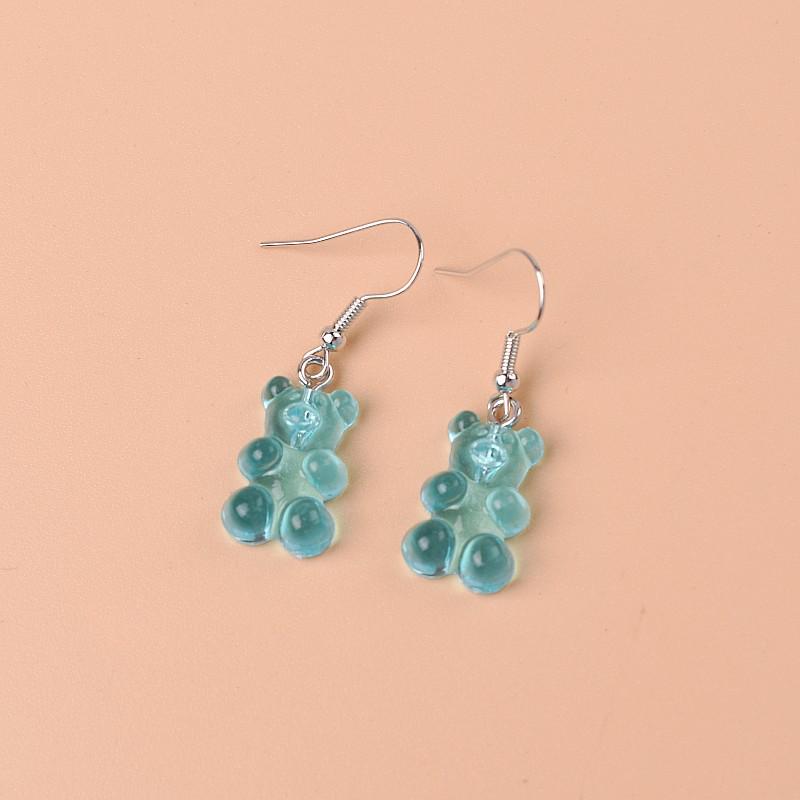 Náušnice s pryskyřičnými medvídky v bonbónových barvách pro ženy - Roztomilé kreslené průhledné šperky