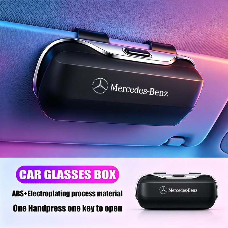 TVE4 Car Visor Sunglasses Glasses Case Glasses Holder Clip Box Accessories For Mercedes Benz AMG GLC W203 W206 W220 W205 W211 W212