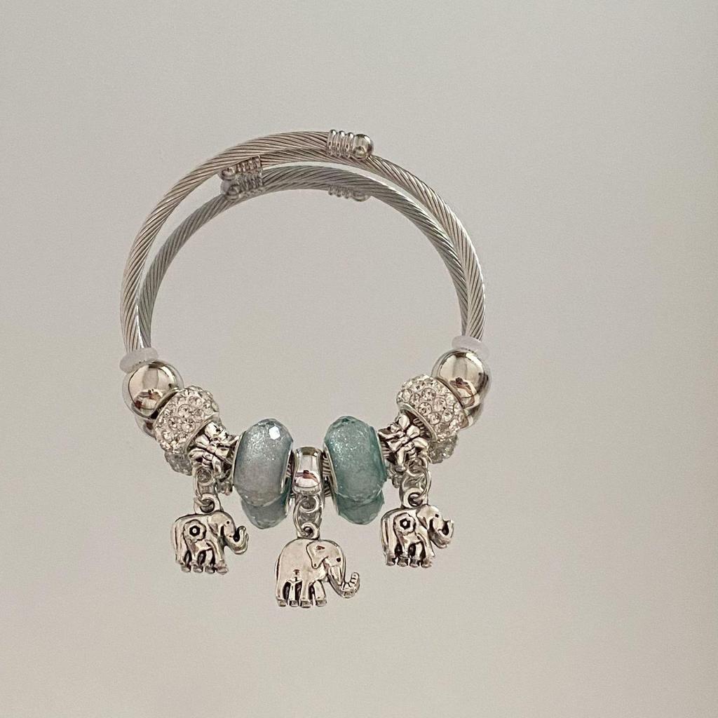 Panjia Dora Women's Stainless Steel Beaded Bracelet - European American Versatile Luxury Jewelry