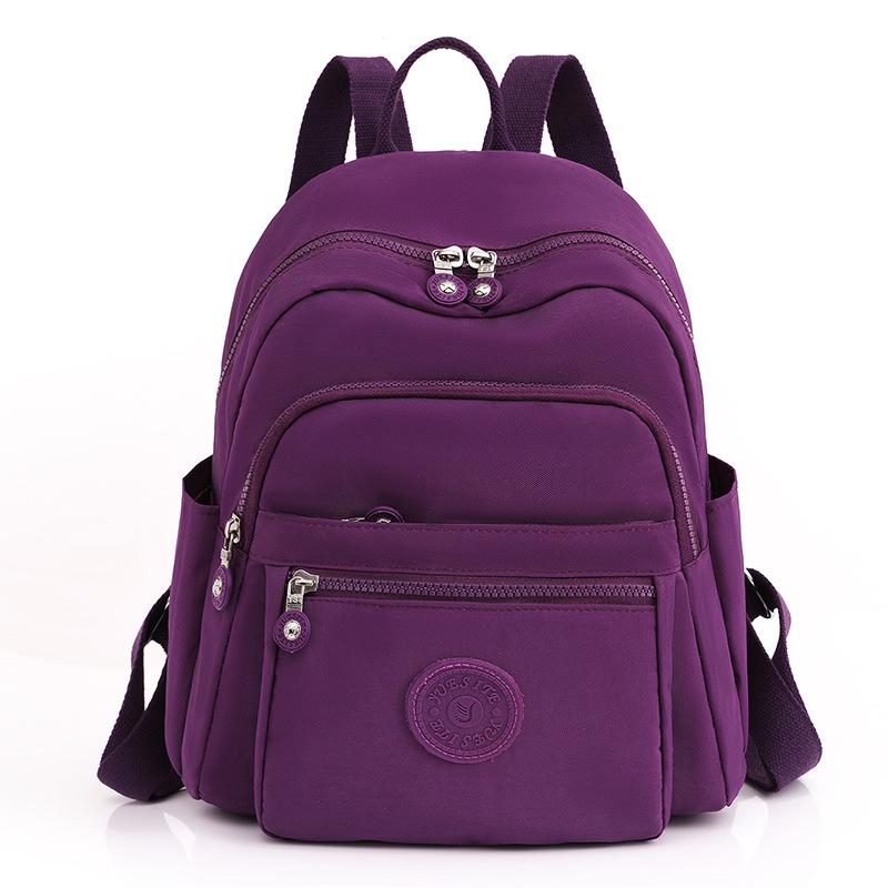 New Fashion Women s Backpack Lightweight Solid Color Simple Travel Small Backpack Middle Aged Mom Leisure Backpack фиолетовый