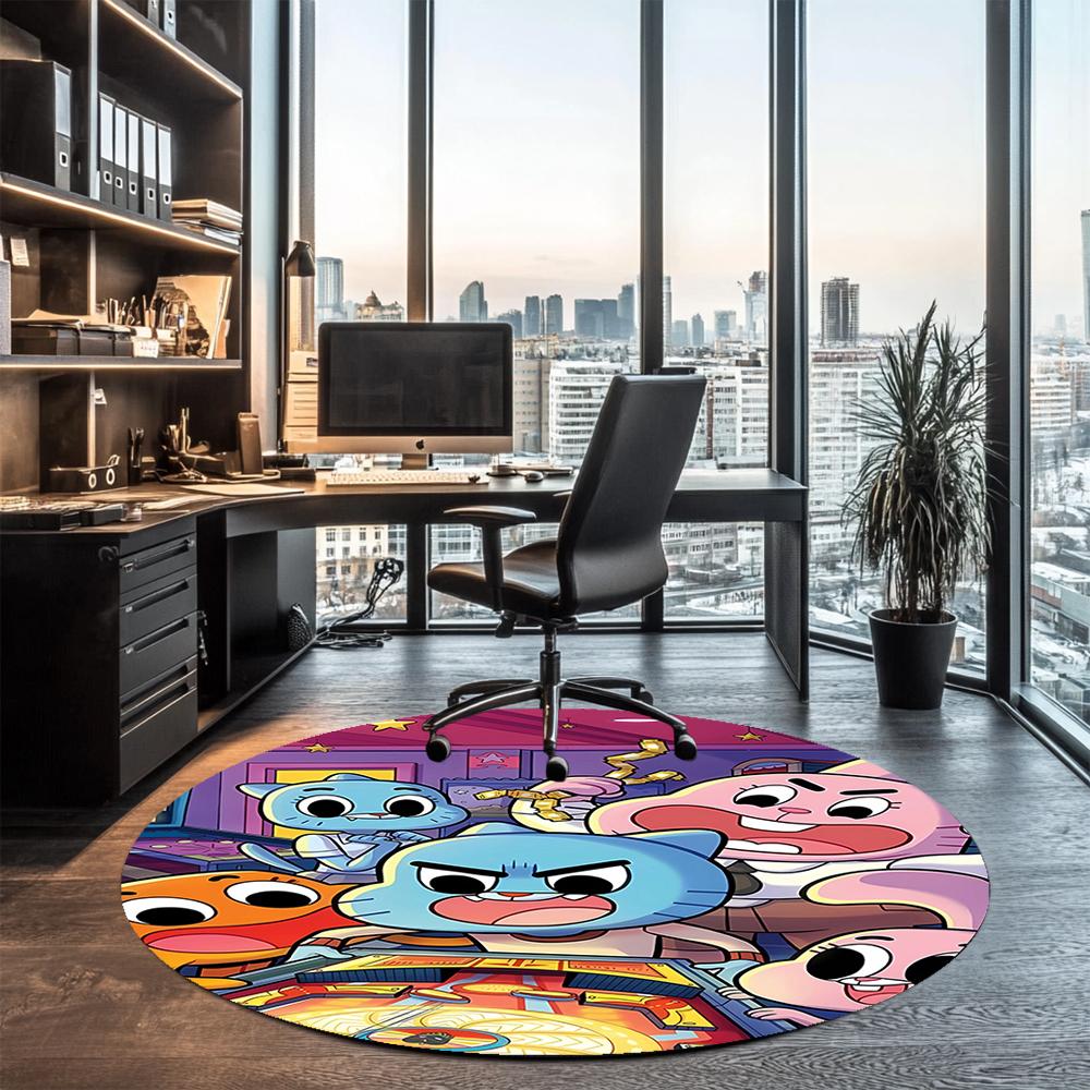 Die erstaunliche Welt von Gumball Bedruckter runder Teppich Teppich Stuhlteppich Bereichsteppich Eingang Fußmatten, für Bürostuhl Wohnzimmer Schlafzimmer Küchenraum.
