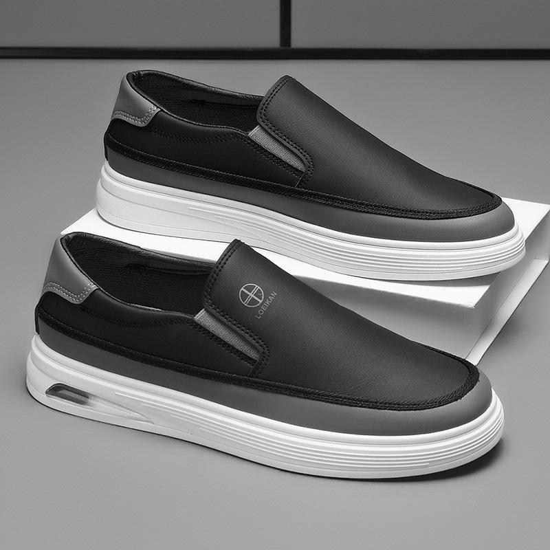 

Shoes Men s Spring 2025 New Men s Casual Leather Shoes Lazy Sleeve Doudou Shoes Soft Leather Soft Sole Driving Shoes 44 чорний