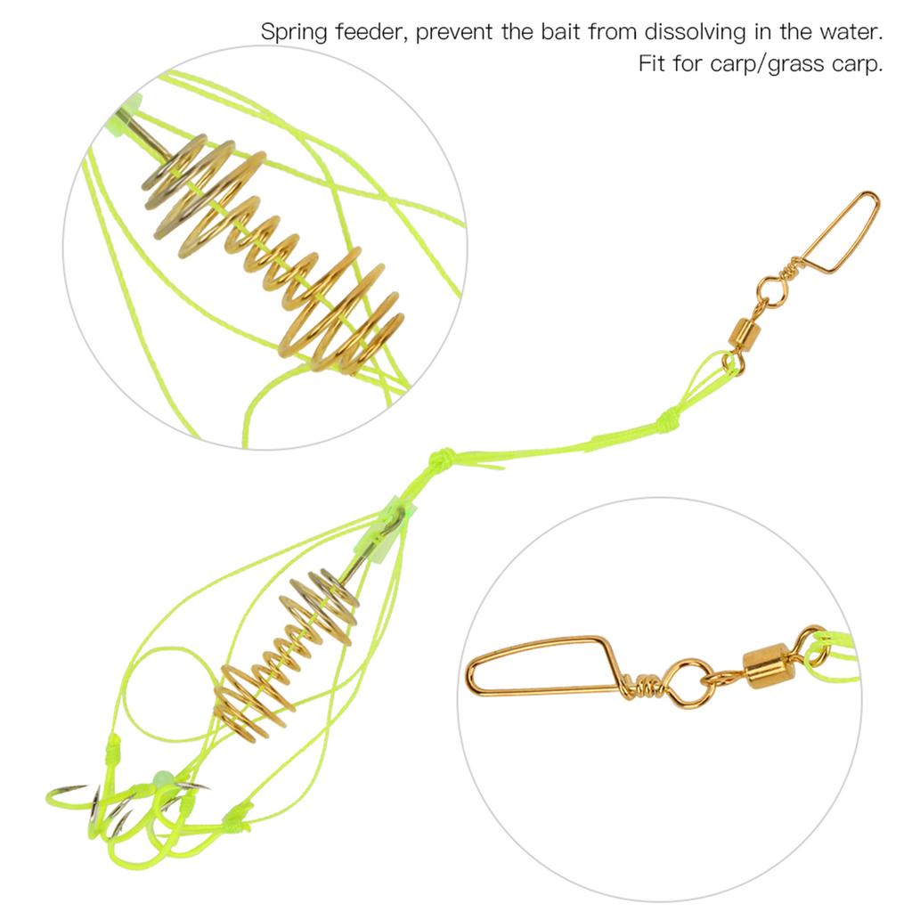 4Pcs Carp Fishing Baits Hook Lure Fish Bait Luminous with Spring Feeder Glow Beads Tackle9#