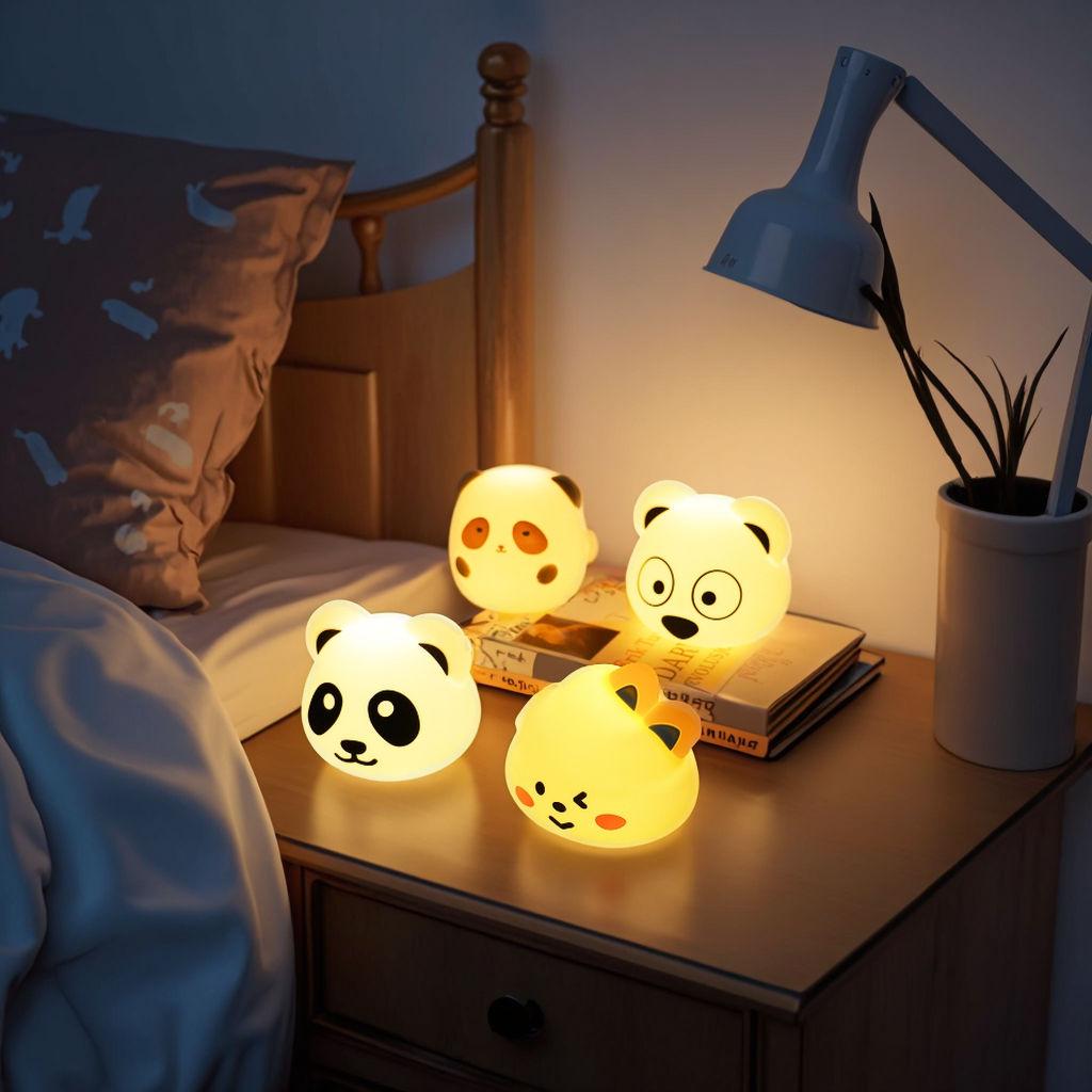 Portable Silicone Night Lamp for Kids Cute Bunny Animal Design USB Rechargeable Bedroom Light