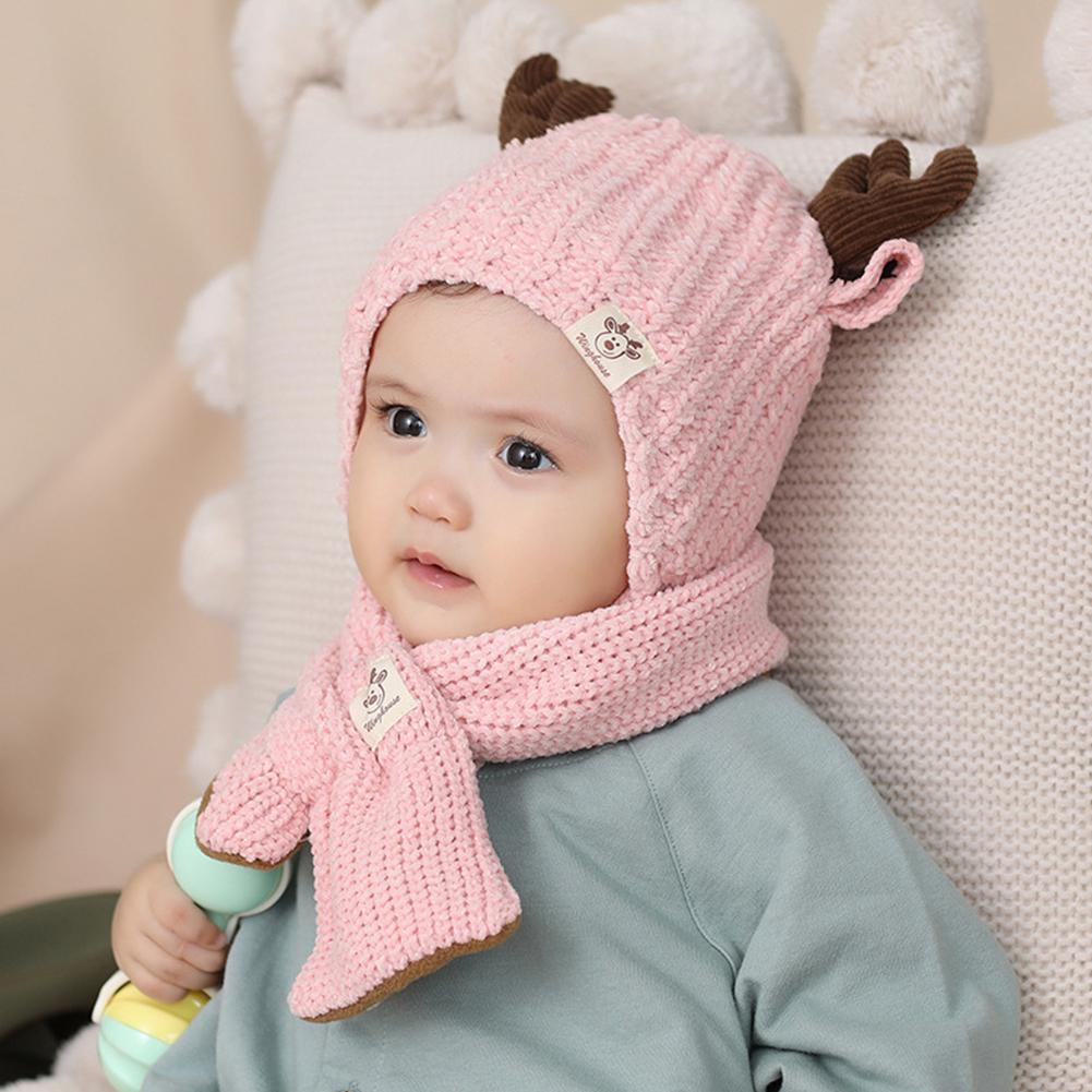 Children's Winter Lovely Soft Elk Wool Knitted Warm Stain Hat Scarf
