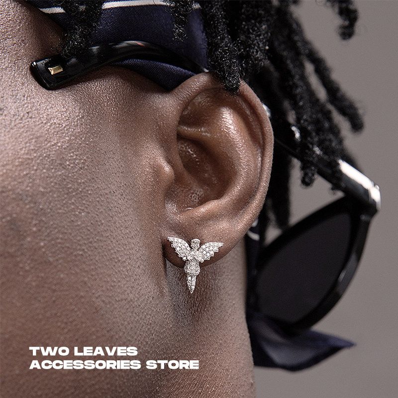 Two Sterling Silver Angel Hip Hop Cool Niche Earrings Angel Earrings/Single