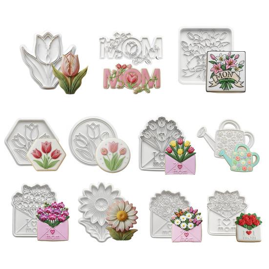 Flower Cookie Cutter Sunflower Rose Tulip Shape Biscuits Molds for Baking Fondant Pastry Biscuit Clay DIY Molds Gifts for Mother's Day Valentine's Day