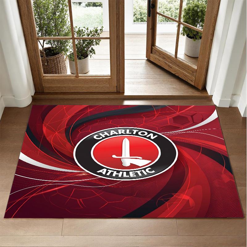 Charlton Athletic FC Design Crystal Velvet Rug Soft Decorative Mat for Bedroom Entrance