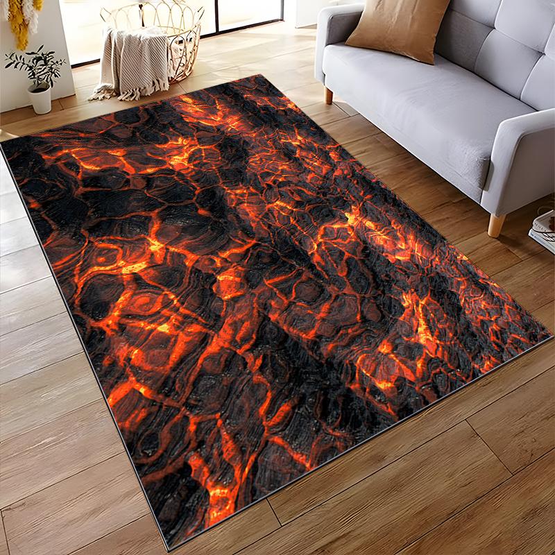 Lava Flow Rug, Dynamic and Fiery Design Suitable for use as an anti-slip game mat for living room and bedroom sofas