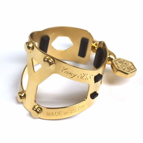 

Yany SIXS Ebonite Ligature (Reverse-Threaded/Single Screw) for Tenor Saxophone and Alto Clarinet, Gold-Plated Finish