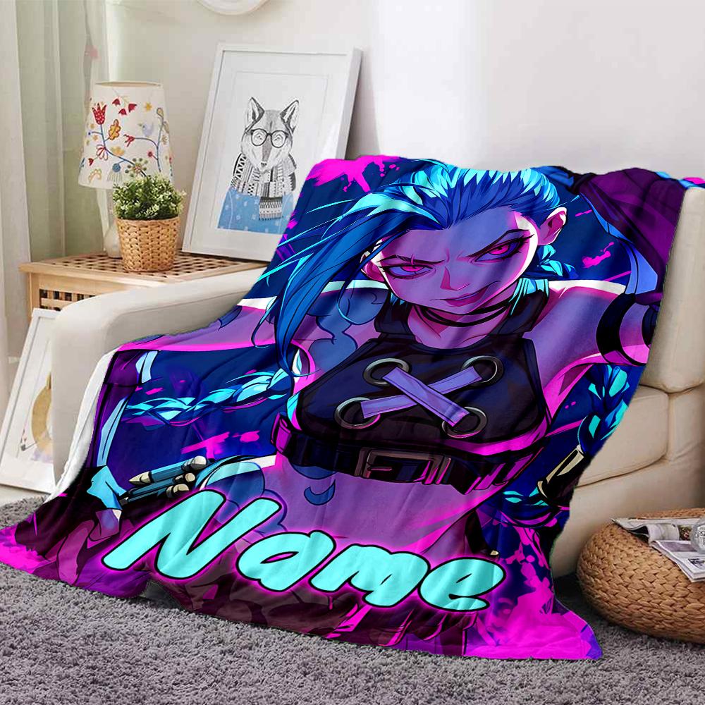 Customiz Name Personality League of Legends Jinx Blanket Soft &Warm Sofa Office Bed Travel Lunch Break Blanket, Gift Suitable All Seasons