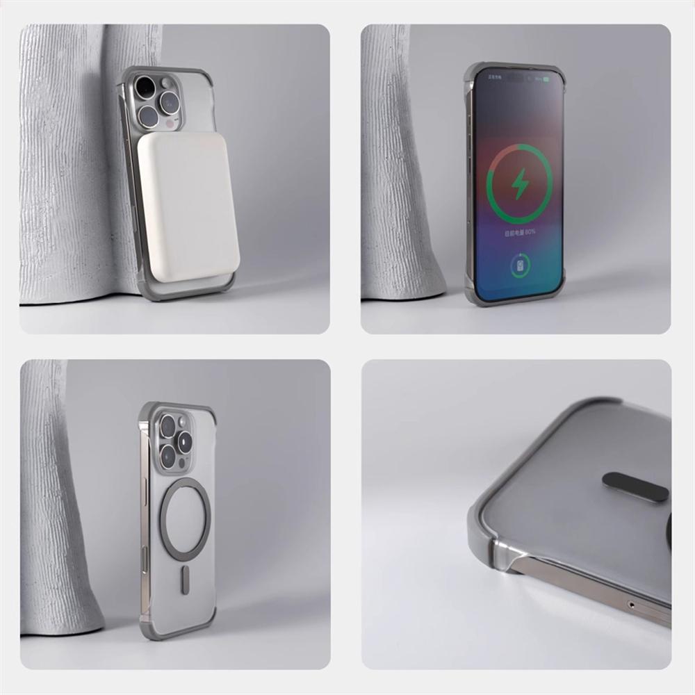 Ultra thin Borderless Magnetic Wireless Charge Matte Case For iPhone 17 16 12 13 14 15 Pro Max For Magsafe Frameless Slim Cover