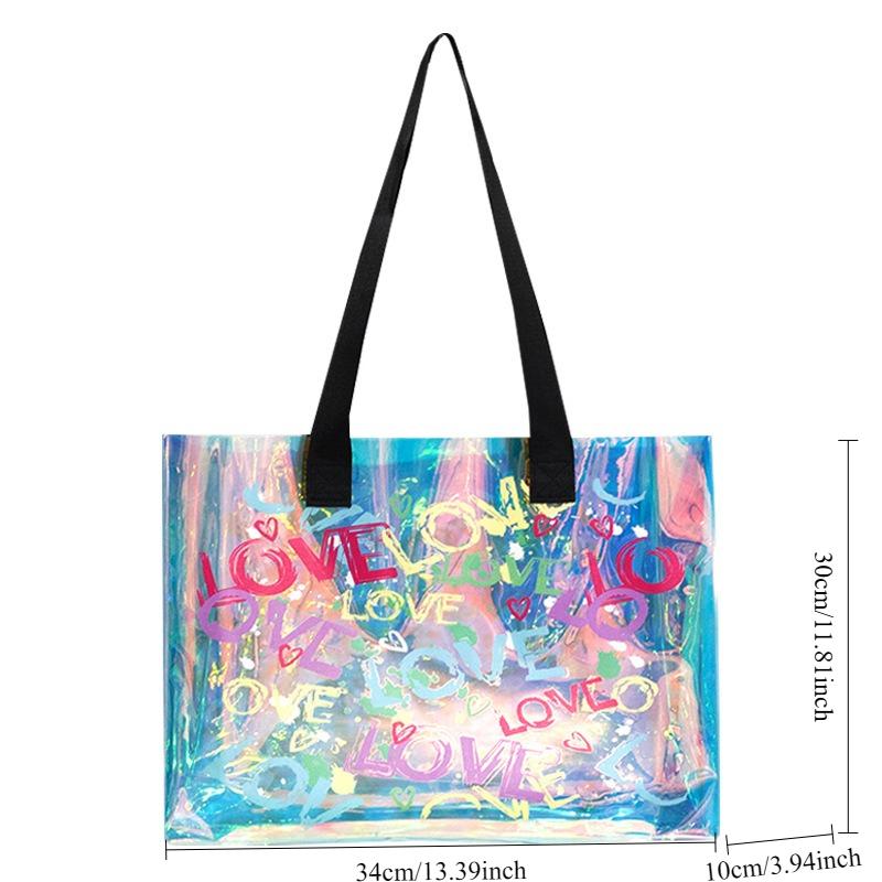 

PVC Transparent Jelly Bag Laser Shiny Swimming Fitness Shoulder Bag Waterproof Beach Bag