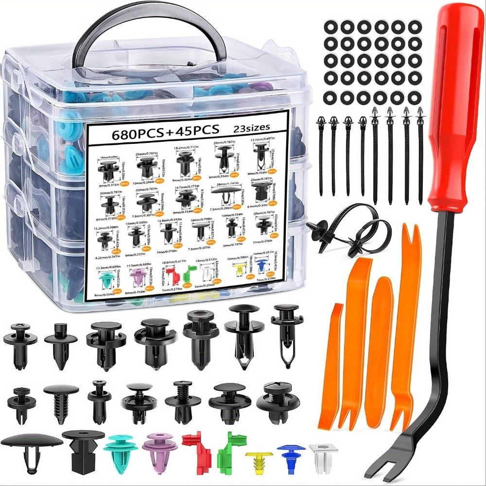 680pcs/725pcs Boxed Car Bumpers Clips Automotive Fastener & Tool Kit for Bumper Assembly Repair & Installation Bumper Repair Kit