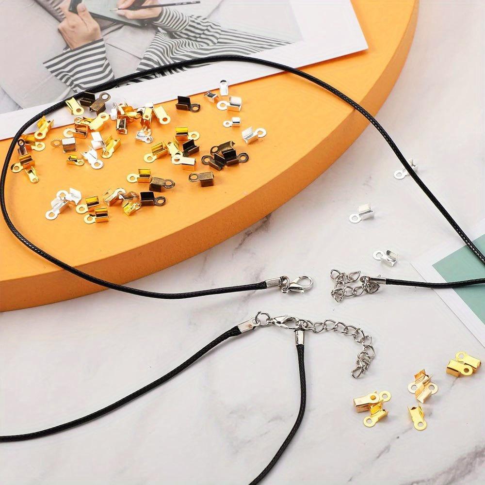 300/500/1000pcs Folding Rope Head, Rope Crimping End, Folding End Cover, Leather Ribbon End Buckle, Tip Jewelry Connector DIY for Jewelry Making