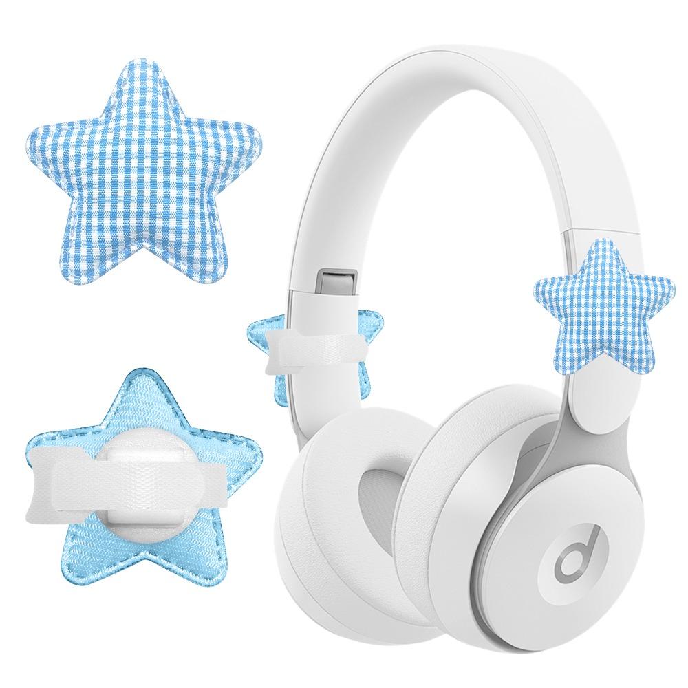 

2PCS Cute Stars Shape Headphone Decorations Adjustable Detachable Earphone Charms 3D DIY Headset Attachment Girls синий