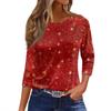 Women's T Shirt Christmas Print 3/4 Sleeve Daily Weekend Fashion Basic Round Neck Regular Top