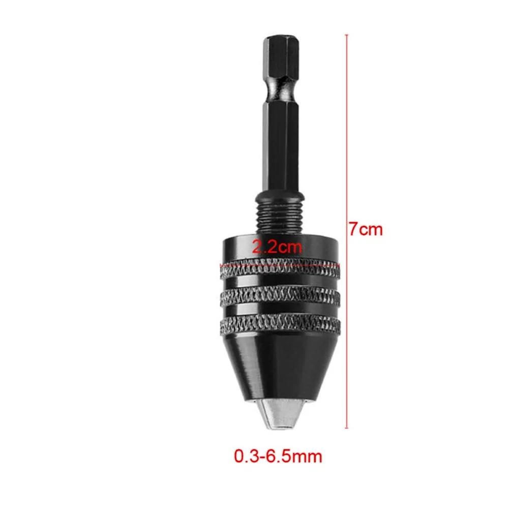 Mini Keyless Drill Chuck 0.3-8mm Self-Tighten Electric Drill Bits Collet Fixture Tools 1/4" Hex Shank Quick Change Converter