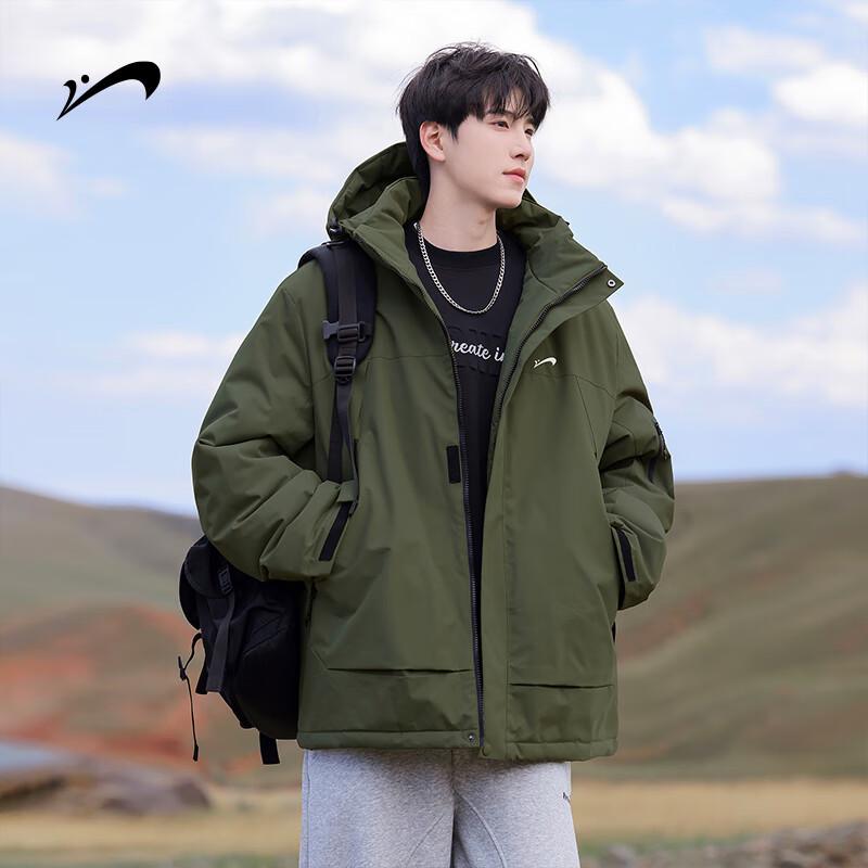 Guirenniao Men's Winter Thickened Hooded Workwear Padded Jacket