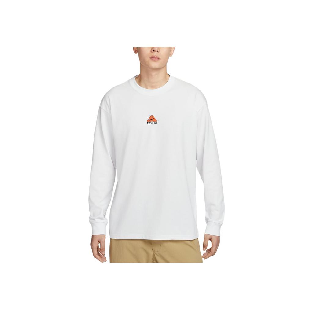 Nike Maglietta a maniche lunghe larga ACG Dri-Fit ad asciugatura rapida da uomo top Bianco Montagna DR7754-121