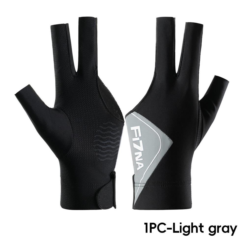 

1 шт. Профессиональные высокоэластичные перчатки для бильярда для левой руки, противоскользящие, дышащие, трехпалые перчатки для снукера, аксессуары для бильярда светло-серый