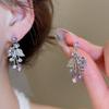 Luxury Rhinestone Leaf Flower Clavicle Necklace & Earring Set for Women