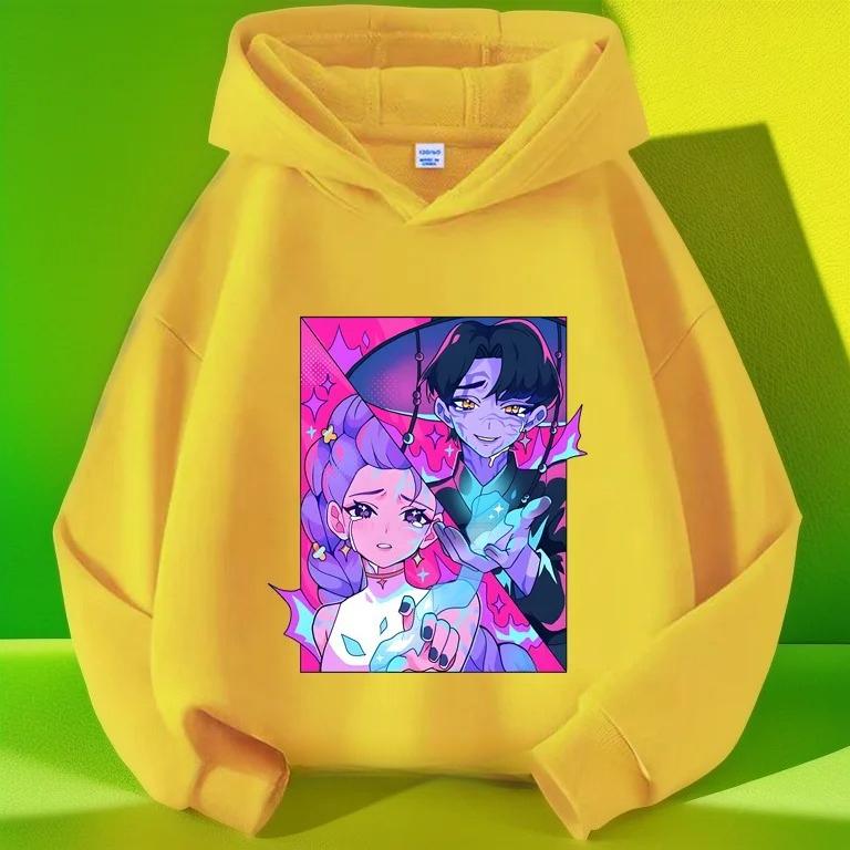 Kpop Demon Hunters Hoodies Girls Boys Long Sleeve Casual Fashionable Cute Colorful Printed Patterns Comfortable Soft Kids Hoodie