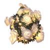 LED Solar Rose Flower String Lights with Green Leaf Vine for Romantic Indoor/Outdoor Decor