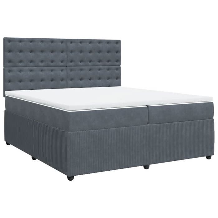 VidaXL Bed Slat Base and Mattress Dark Grey 200x200cm Velvet 3294743