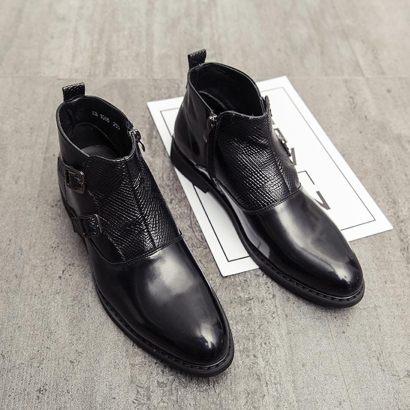 Autumn Winter Elegant Chelsea Boots Genuine Leather Men Couple Shoes Customized Slip-On Dress Formal Boots Model Fashion Show