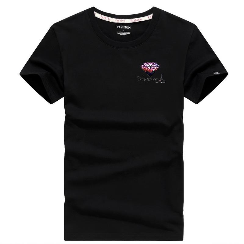 Men's Large White Round Neck Loose-Fit Short-Sleeve T-Shirt