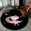 3D Cute Ballet Girl Ballerina Fairy Cartoon Area Rug,Round Carpet for Living Room Bedroom Sofa Decoration,Kid Non-slip Floor Mat