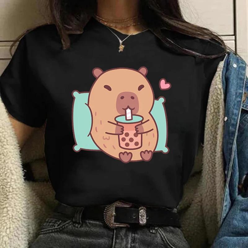 Clothes Girl Capybaras T Shirt Female Casual Top Clothes Funny Capybara Tshirt Women T-Shirt Capibara Cartoons
