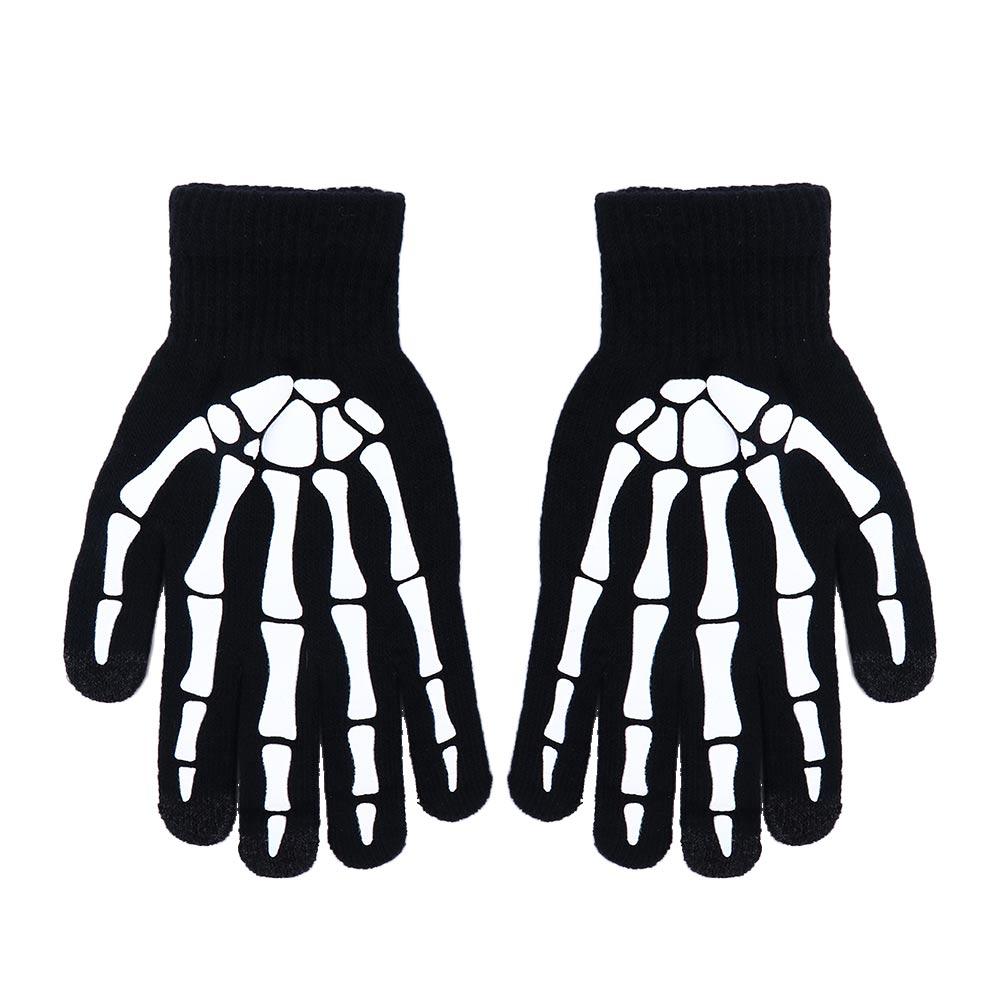 Keep Warm Skull Hand Bone Non Slip Half-finger Gloves Fashion Accessories Halloween Luminous Mittens Full Finger Gloves