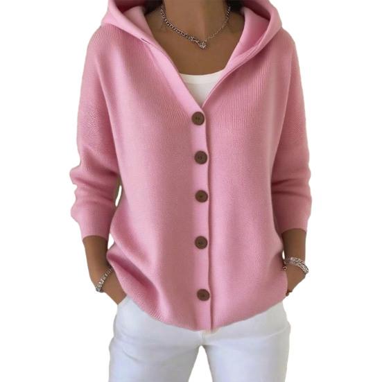 Women's Hooded Cardigan Sweater Casual Long Sleeve Button Down Knit Hoodie Coat Oversized Fall Outerwear