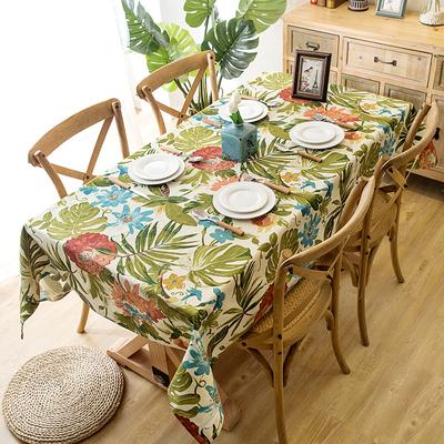 Cotton Double Warp And Double Weft Thickened Canvas Printing Tropical Rainforest Turtle Leaf Coffee Table Tablecloth Dining Table Cloth