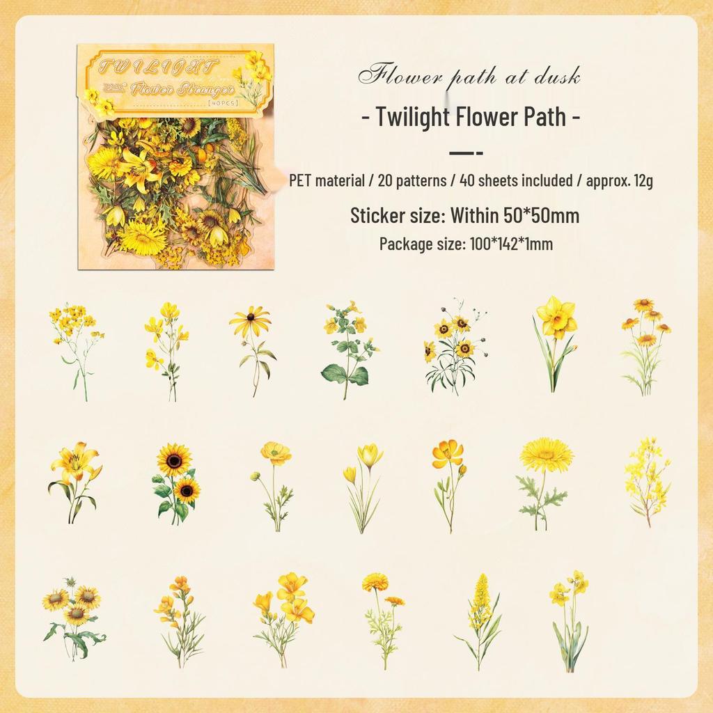 ZABC Cross the Flowers Dream Series Sticker Pack: 8 Styles of Plant & Flower Stickers for Journals and DIY Decor.
