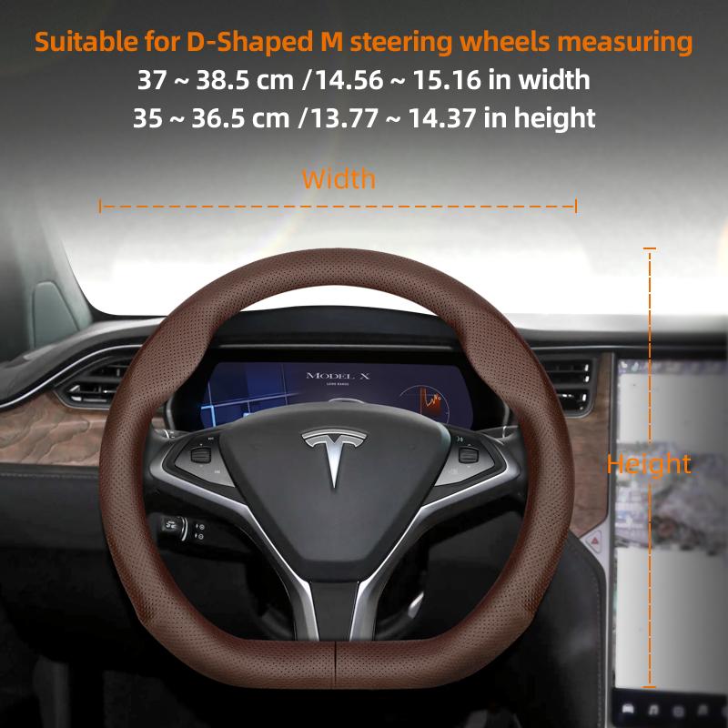 Geeignet für Tesla Ultra-Dünne Atmungsaktive Lederlenkradabdeckung Geeignet für Model 3 Y X S 2024