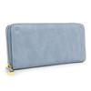 Portefeuille Long Queue de Chance avec Chat Simple Rond Naturel Fermeture Éclair pour Femmes, Design, Silhouette, (Bleu)