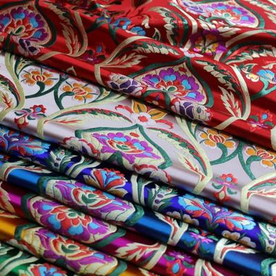 100x75cm Vintage Chinese Style Jacquard Satin Fabric For Sewing Kimono Cheongsam Gown Bag Stage Party Garment Fabric