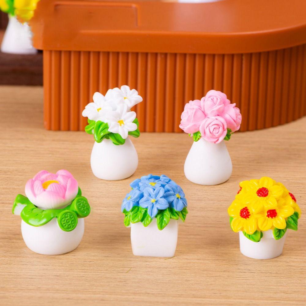 Artificial Mini Flower Potted Resin Resin Flower Model Simulation Potted Plants  For Home Desk