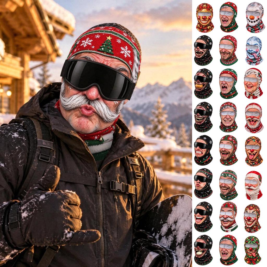 Maschera da sci integrale novità con stampa 3D di vecchio, antivento invernale per il freddo, occhiali da sole non inclusi