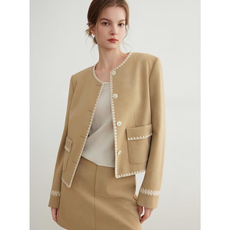 ELLE French Style Faux Suede Short Jacket L