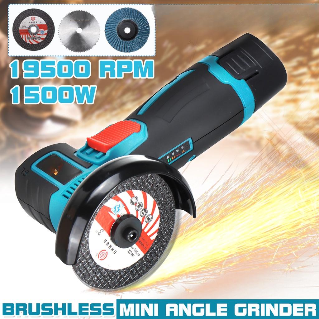 Mini 19500 rpm Brushless Angle Grinder Polishing Machine Diamond Cutting Power Tool With 3pcs cutting Disc 1500W 12V