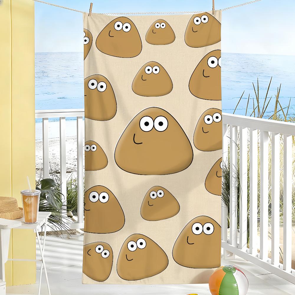 

Game Cute P-Pou Cartoon Towel Soft Pool Gift For Travel Gym Shower Camping Quick Dry Sports Large Beach Towels W40*H60(CM)