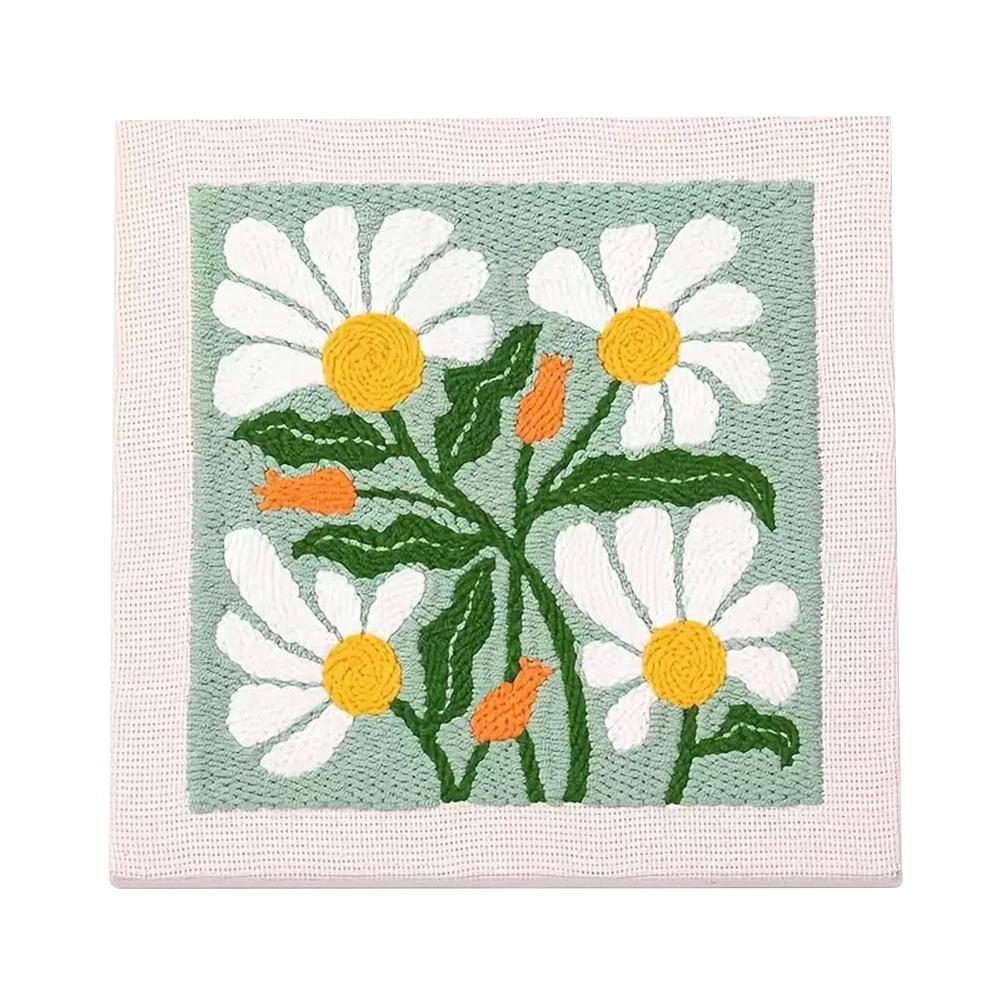 DIY Embroidery Kits For Beginner Craft Punch Needle Set Rug for Starter Kits with Stamped Flower Pattern Needle Felting Supplies