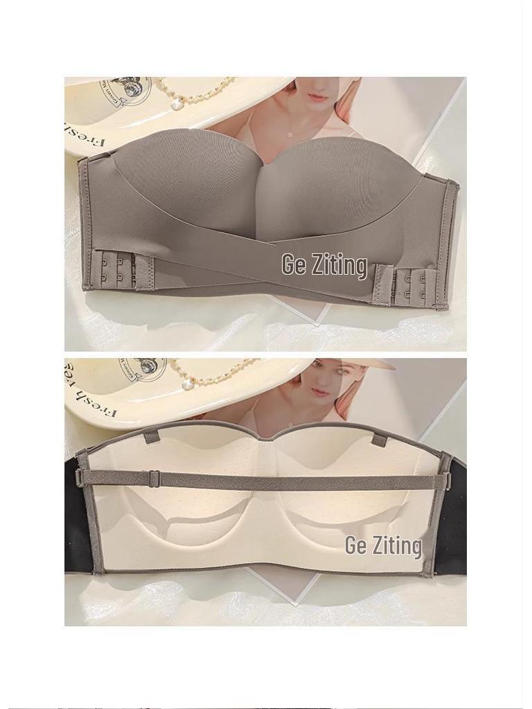Women's Strapless Push-Up Bandeau Bra: Non-Slip, Anti-Exposure, Seamless, for Small Busts