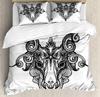 Horror House Duvet Cover Set Art Pentagram Goat Skull Devil Dream Hooded Exorcist Image Decorative Bedding SetKing Size Blue